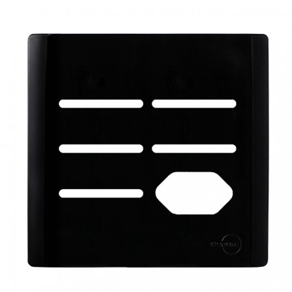 Placa p/ 5 Interruptores + Tomada 4x4 - Novara Preto Brilhante 